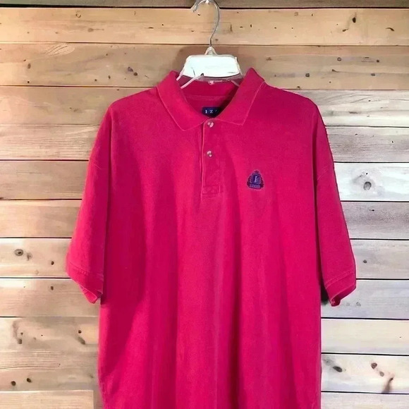 Izod Vintage Monogram Laurel Crest Pink Short Sleeve Polo Shirt Mens XL. - Picture 1 of 6